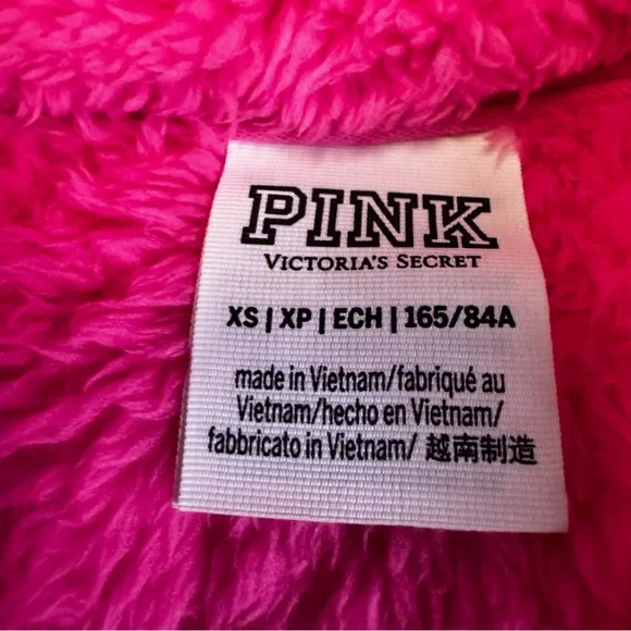 PINK Victoria's Secret Fuzzy Fleece Jacket Size XS Hot Pink Fleece Zip Up NWOT - Picture 5 of 11